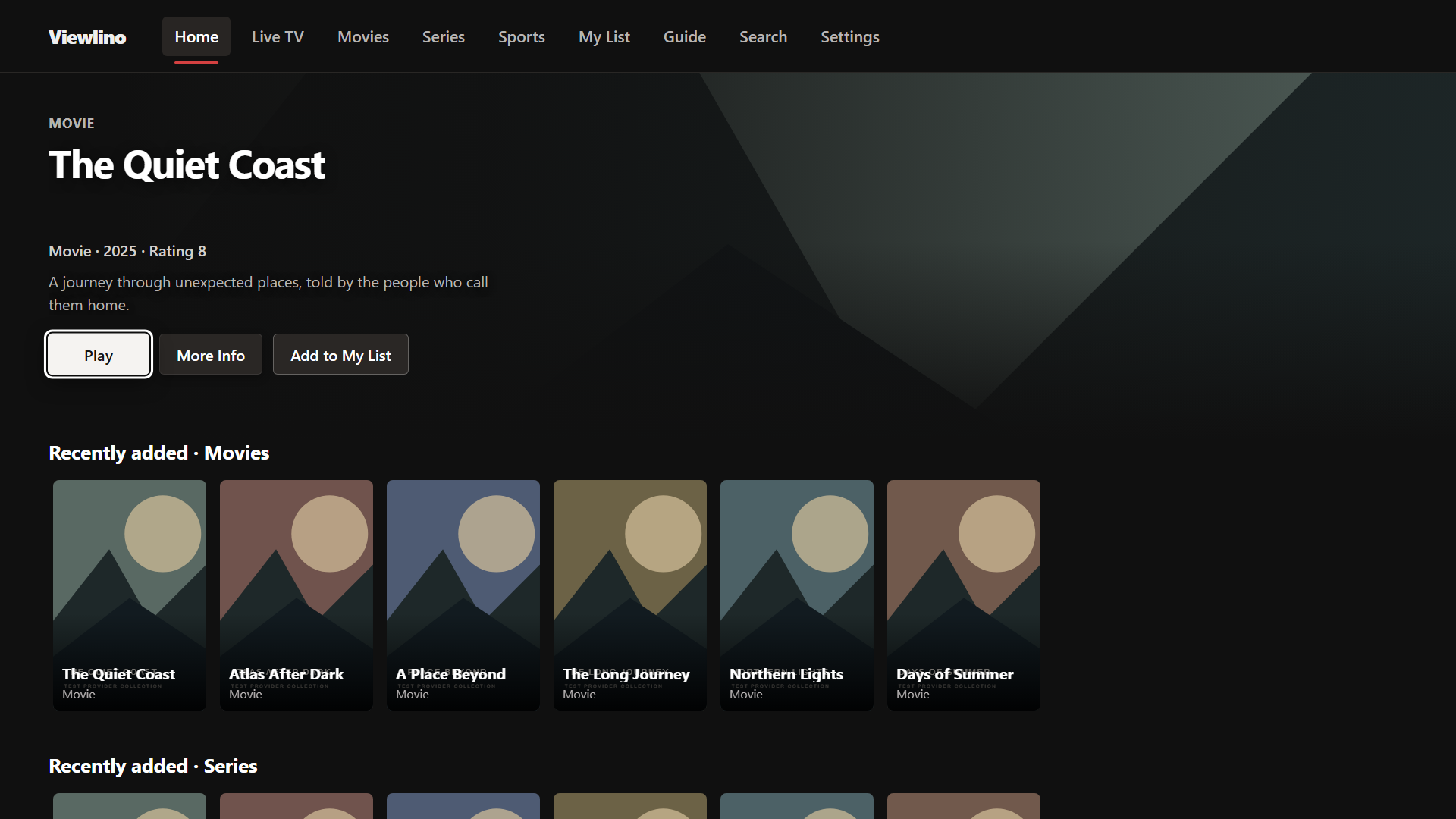Preview of the Viewlino television player interface